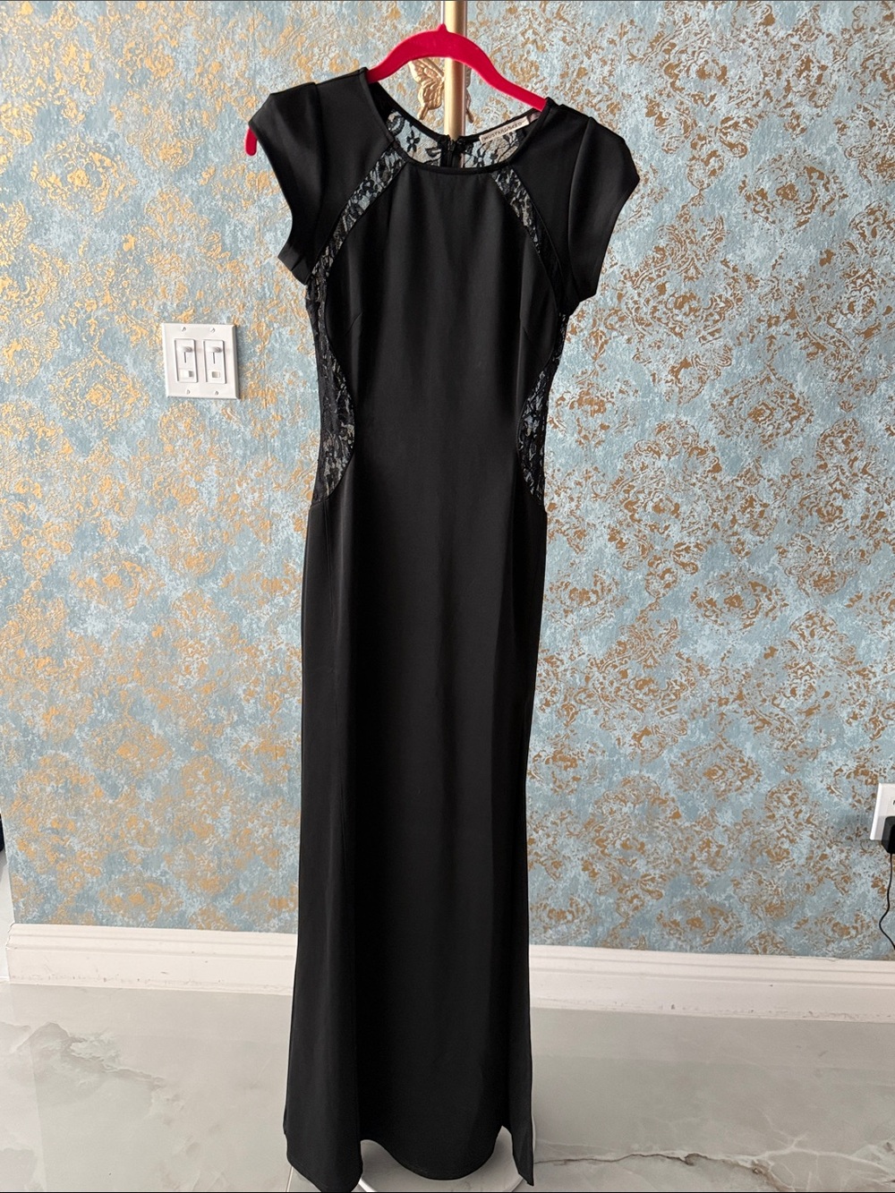 Mustard Seed Black Maxi Dress with Lace Insets